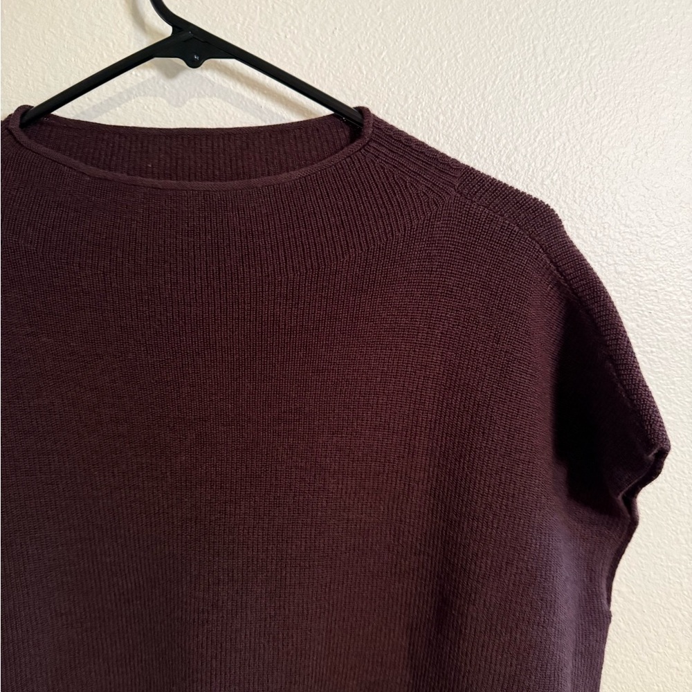 Eileen fisher Burgundy Knit Sweater shell vented sides merino wool